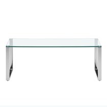 Megan Clear Glass Rectangular Coffee Table With Chrome Legs