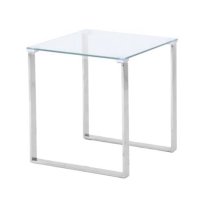 Megan Clear Glass Side Lamp Table With Chrome Legs