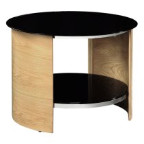 Bentwood Lamp Table Round In Oak With Black Gloss Top