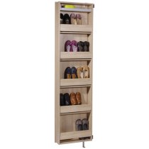 Novato Mirrored Rotating Shoe Storage Cabinet In Sonoma Oak