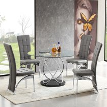 Marseille Clear Glass Dining Table With Chrome Supports