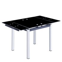 Paris Extending Black Glass Dining Table With Chrome Metal Legs