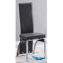 Romeo Black Faux Leather Dining Chairs With Chrome Legs In Pair