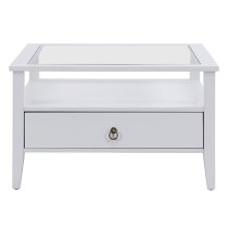 Stanley Square Glass Coffee Table With 2 Drawers In White