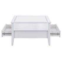 Stanley Square Glass Coffee Table With 2 Drawers In White