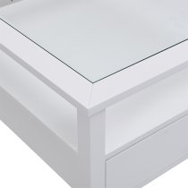 Stanley Square Glass Coffee Table With 2 Drawers In White