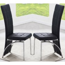 Ravenna Black Faux Leather Dining Chairs In Pair