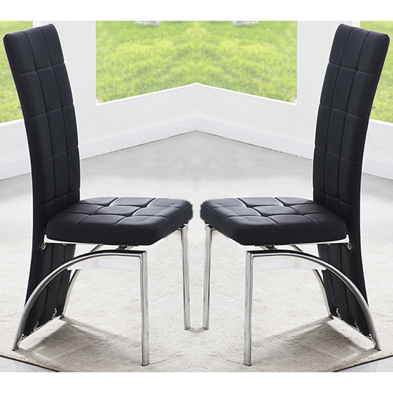 Ravenna Black Faux Leather Dining Chairs In Pair