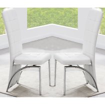 Ravenna White Faux Leather Dining Chairs In Pair