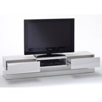 Step High Gloss TV Stand In White With Multi LED Lighting