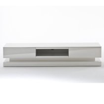 Step High Gloss TV Stand In White With Multi LED Lighting