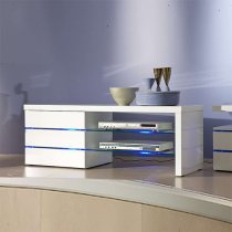 Sonia High Gloss TV Stand In White With LED Lighting