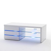 Sonia High Gloss TV Stand In White With LED Lighting