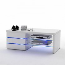 Sonia High Gloss TV Stand In White With LED Lighting