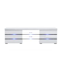 Svenja High Gloss TV Stand In White With Blue LED Lighting