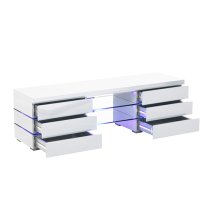 Svenja High Gloss TV Stand In White With Blue LED Lighting