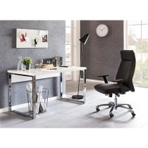 Sydney High Gloss Laptop Desk In White And Chrome Frame