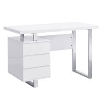 Sydney High Gloss Computer Desk With 3 Drawers In White