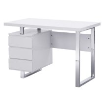 Sydney High Gloss Computer Desk With 3 Drawers In White