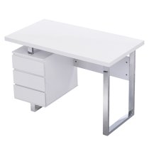 Sydney High Gloss Computer Desk With 3 Drawers In White