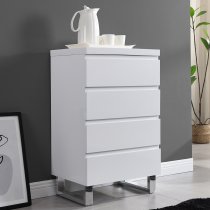 Sydney Chest Of Drawers in High Gloss White With 4 Drawers