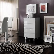 Sydney Chest Of Drawers in High Gloss White With 4 Drawers