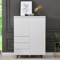 Sydney Highboard In White High Gloss With 2 Door And 3 Drawers