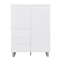 Sydney Highboard In White High Gloss With 2 Door And 3 Drawers