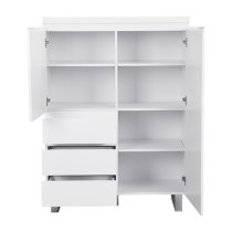 Sydney Highboard In White High Gloss With 2 Door And 3 Drawers