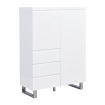 Sydney Highboard In White High Gloss With 2 Door And 3 Drawers