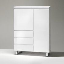 Sydney Highboard In White High Gloss With 2 Door And 3 Drawers