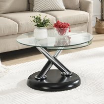 Tokyo Twist Glass Top Coffee Table With Black Matt Base