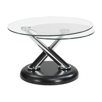 Tokyo Twist Glass Top Coffee Table With Black Matt Base