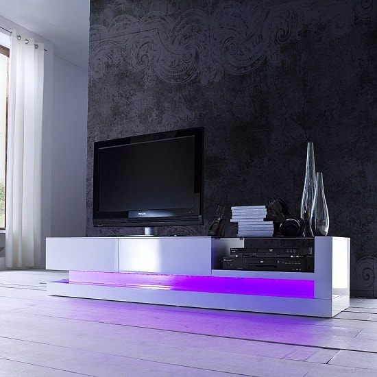 Twist High Gloss Plasma Tv Cabinet With Multi Led Lights