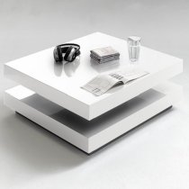 Hugo Rotating Square High Gloss Coffee Table In White