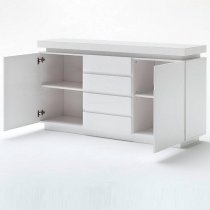 Odessa White High Gloss Sideboard With 2 Door 4 Drawer And LED