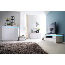 Odessa White High Gloss Sideboard With 2 Door 4 Drawer And LED