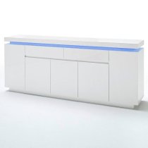 Odessa White High Gloss Sideboard With 5 Door 2 Drawer And LED