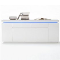 Odessa White High Gloss Sideboard With 5 Door 2 Drawer And LED