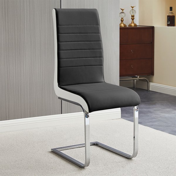 Symphony Faux Leather Dining Chair In Black And White