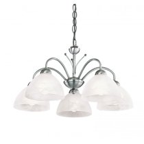 Milanese Satin Silver 5 Light Fitting With Alabaster Glass