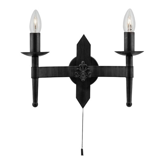 Cartwheel Double Light Matt Black Wall Lamp