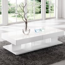 Verona Extending High Gloss Coffee Table With Storage In White