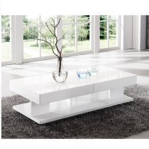 Verona Extending High Gloss Coffee Table With Storage In White