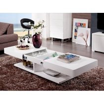 Verona Extending High Gloss Coffee Table With Storage In White