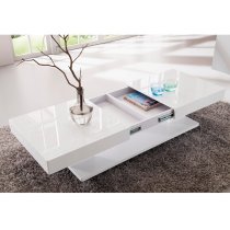 Verona Extending High Gloss Coffee Table With Storage In White