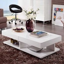 Verona Extending High Gloss Coffee Table With Storage In White