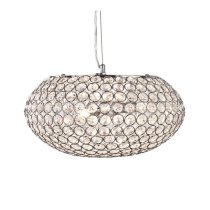 Chantilly 3 Lamp Chrome Oval Pendant With Clear Crystal Buttons