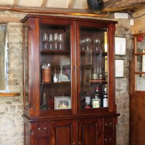 Belarus 2 Glass Doors Display Cabinet With Sideboard In Mahogany