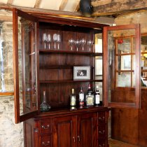 Belarus 2 Glass Doors Display Cabinet With Sideboard In Mahogany